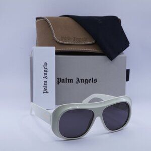 Palm Angels PERI103 ELFIN 0107 Aviator Sunglasses - White/Dark Grey